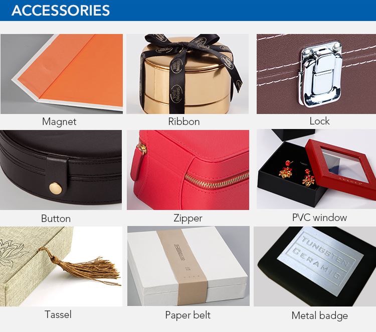 Accessories can be choose about cardboard gift box with lid