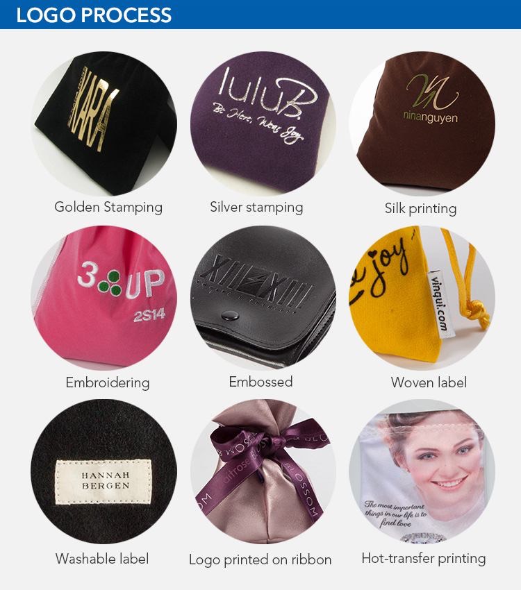LOGO on drawstring jewelry pouch wholesale
