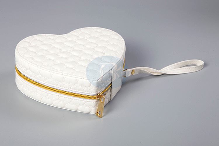 heart-shaped white leather jewelry box