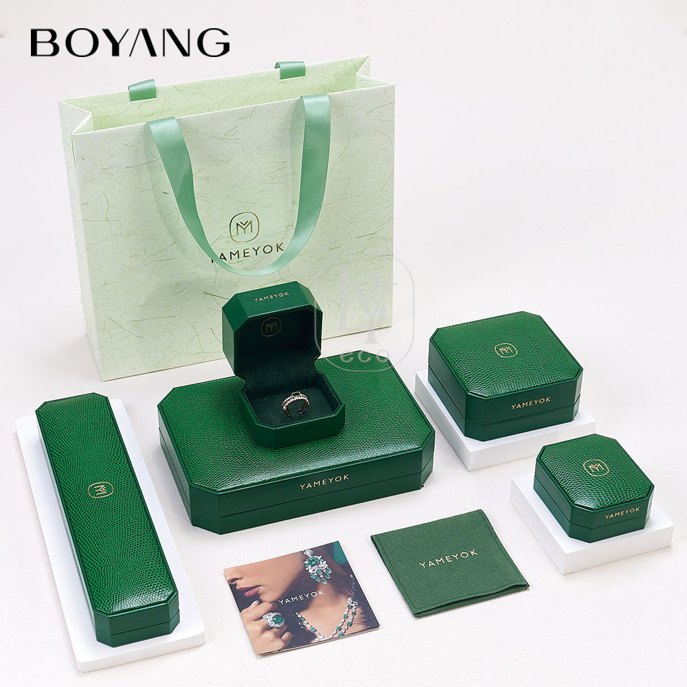 Boyang Custom PU Leather Green Luxury Jewelry Box
