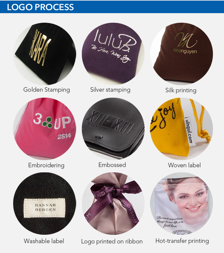 Custom jewellery pouches online Logo style