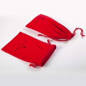 Festival red custom cotton canvas drawstring bag