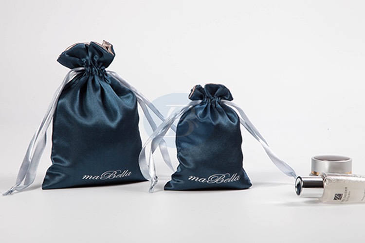 Blue satin drawstring bags