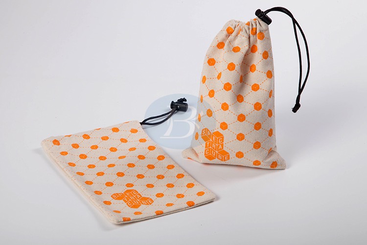 custom cotton calico drawstring bag