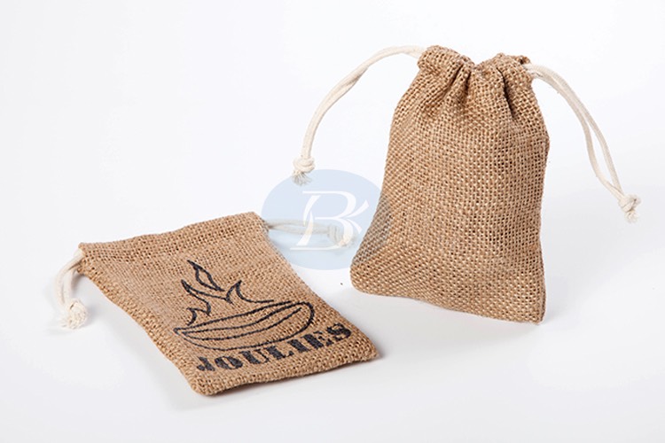 custom jute drawstring bag