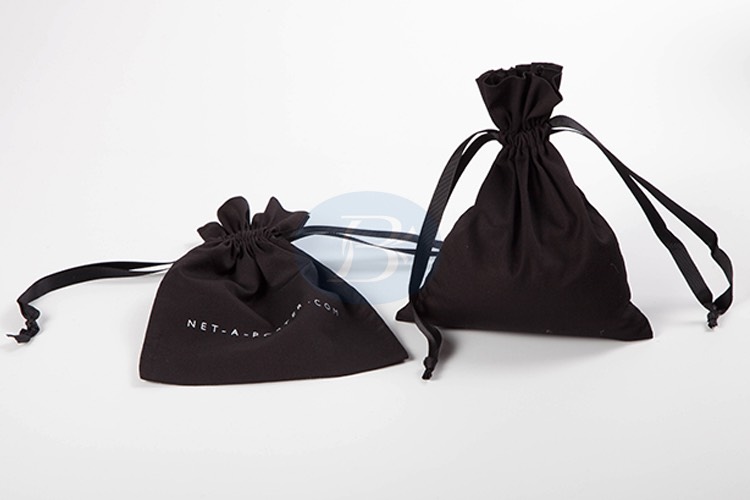 custom black cotton jewelry pouch