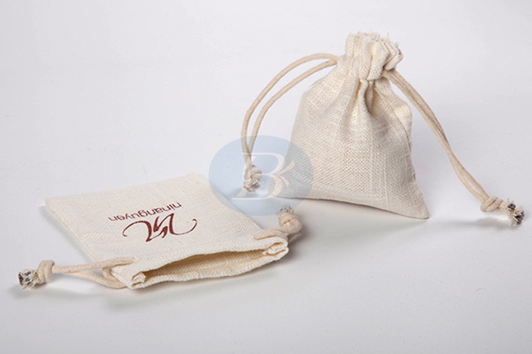 custom linen drawstring pouch