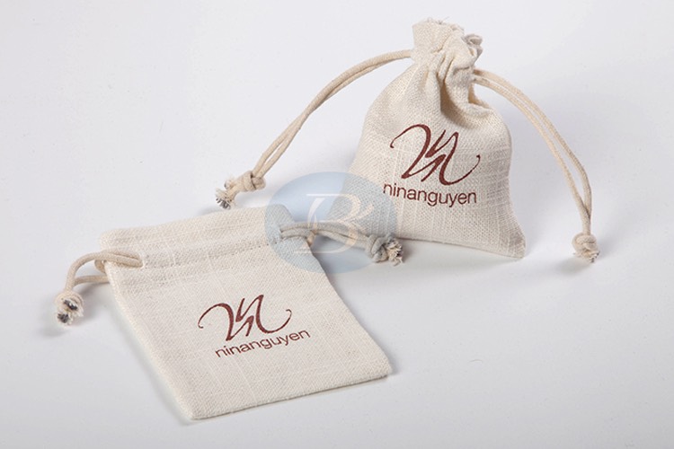 custom linen drawstring pouch