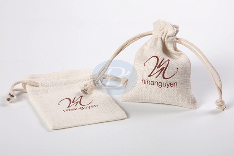 custom linen drawstring pouch