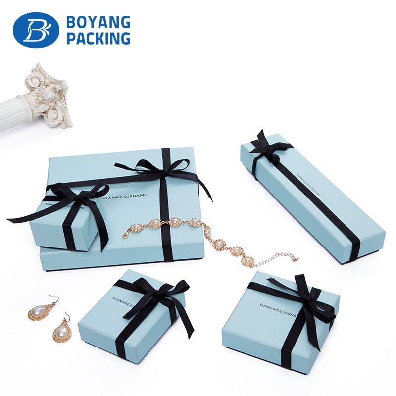 Beautiful blue paper necklace boxes wholesale