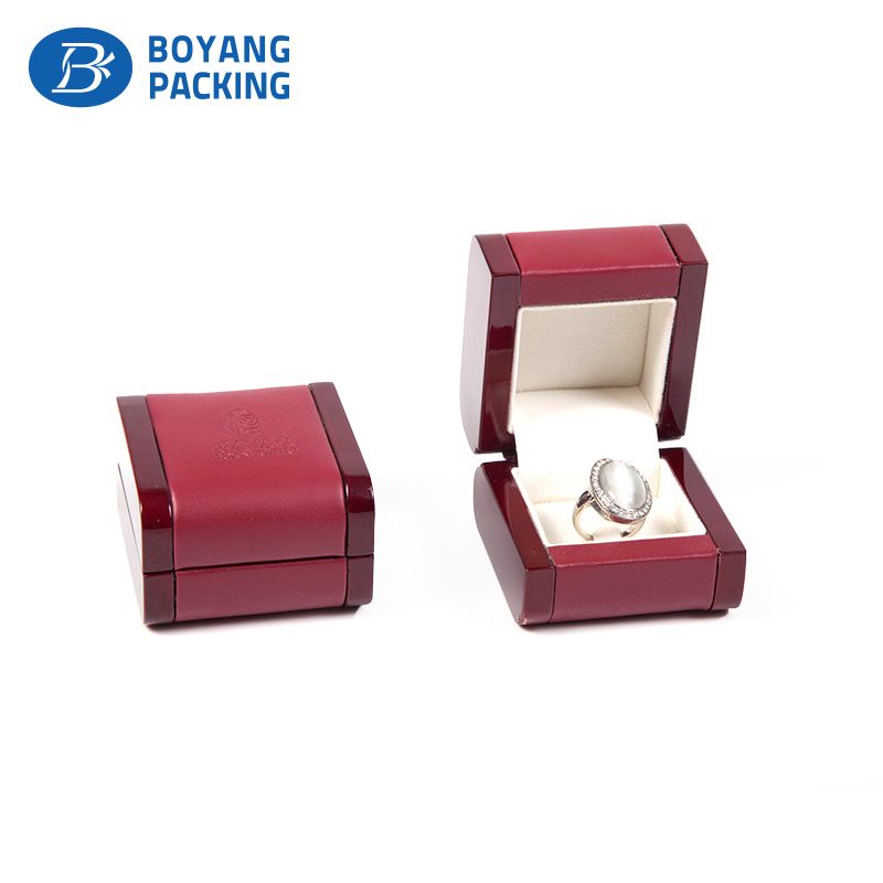 Red wooden jewelry box wholesale, ring jewelry box factory Jewelry box