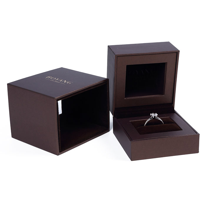 China Factory Luxury Jewelry Box Printed Logo Custom Wedding Ring Box