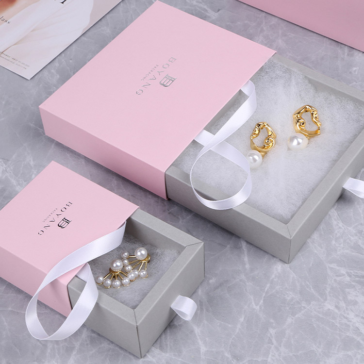 Luxury custom shipping pink earrings gift box with handle - Earring boxes