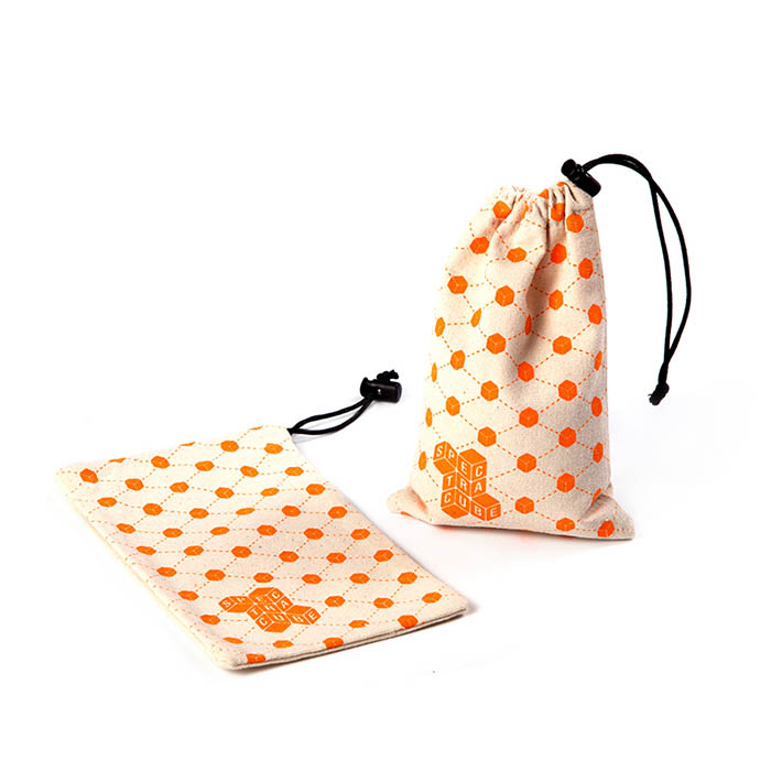 High quality customized cotton calico drawstring bag