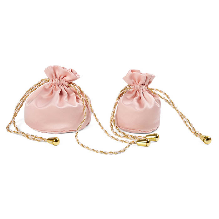 custom round bottom satin jewelry pouches