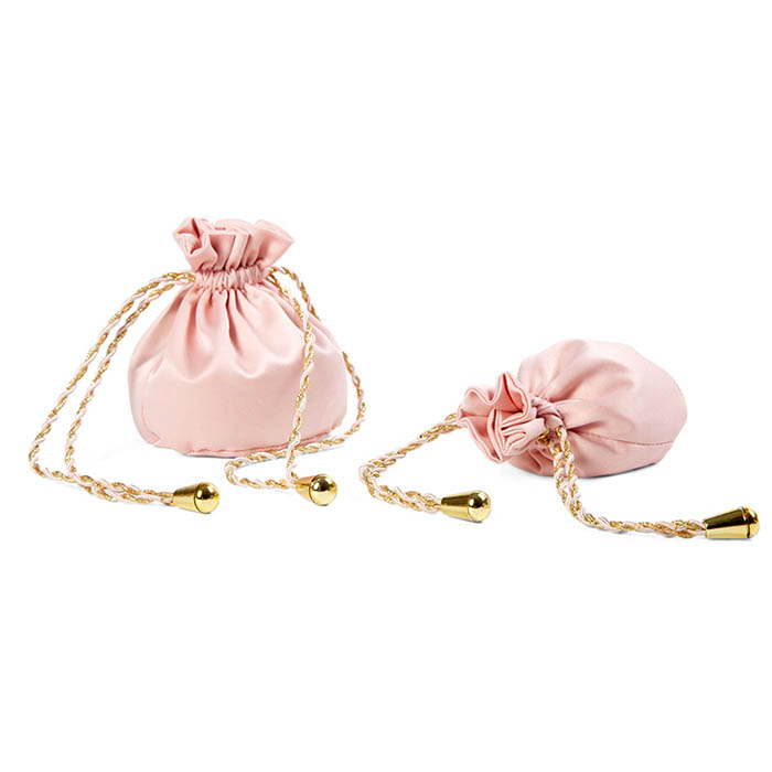 custom round bottom satin jewelry pouches