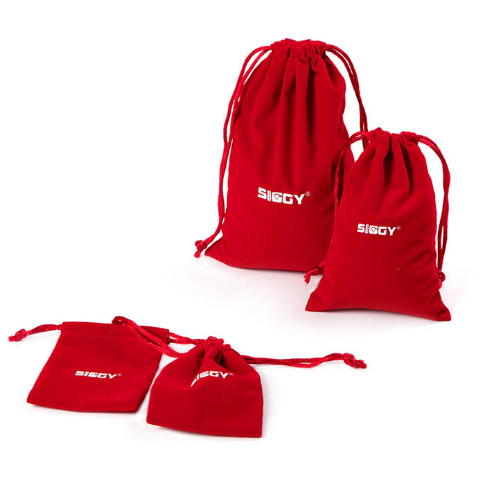 Customized design red velvet drawstring bag