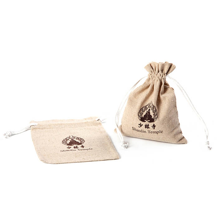 Logo customized linen drawstring bag