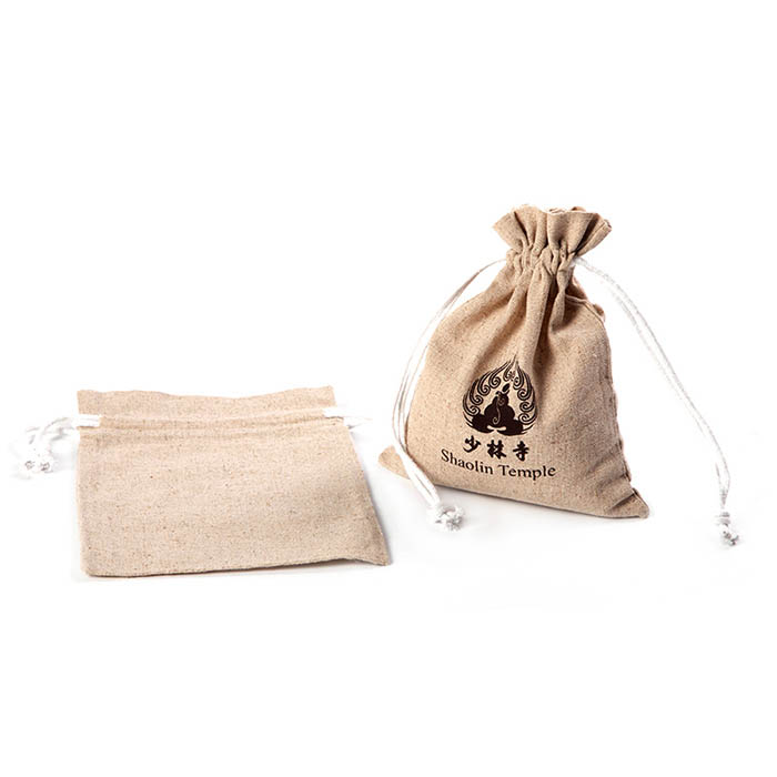 Customized logo small linen drawstring bag