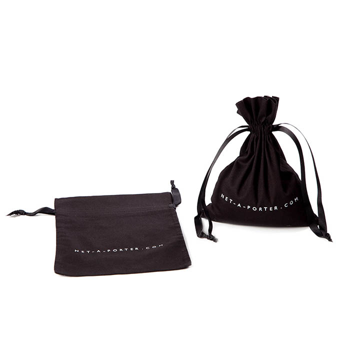 The beautiful custom black cotton jewelry pouch