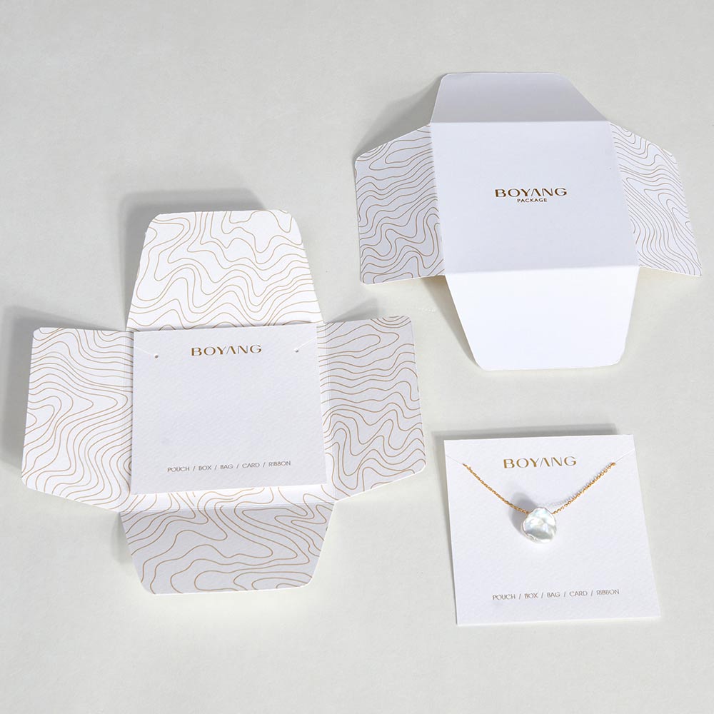 Custom Personalized White Holder Necklace Packaging Card Paper Jewelry Packaging Cards with Logo