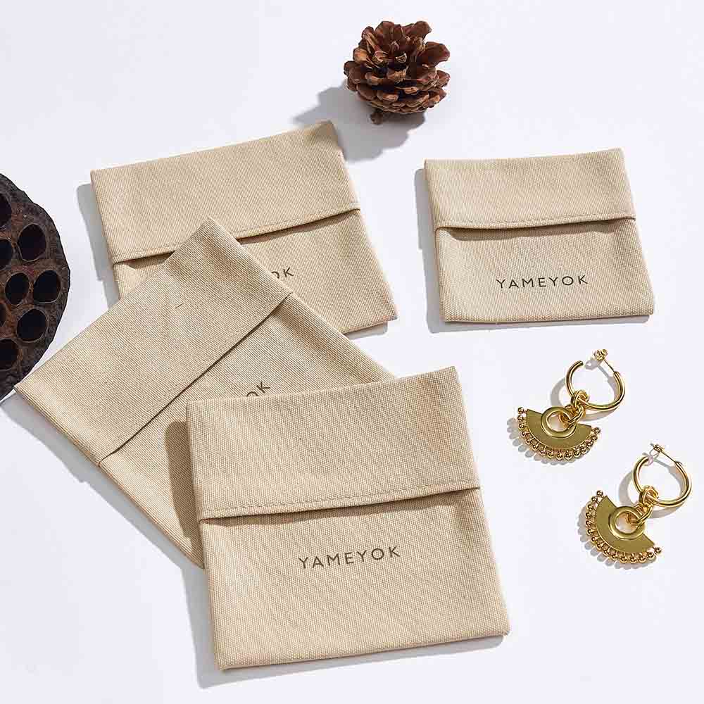 50 Pieces Custom Jewelry Packaging Pouch 8 Ounce Cotton Canvas Drawstring  Bags Jewerly Gift Bag Pouches Earring Bags Necklace Bags Beige 