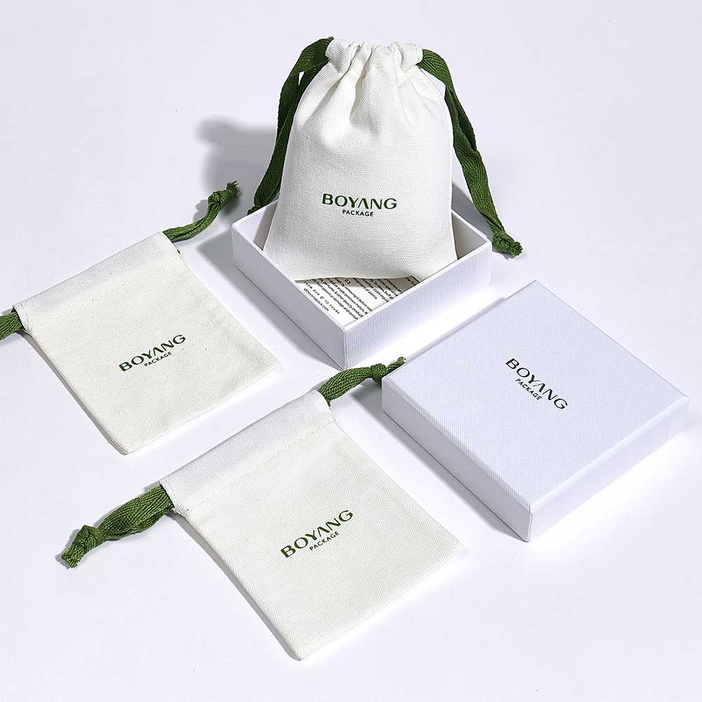 Eco friendly jewellery pouch custom luxury drawstring cotton jewelry gift bags