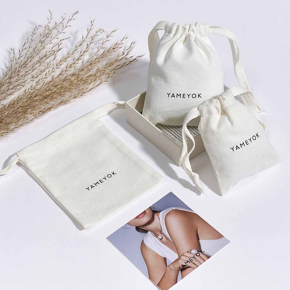 custom drawstring eco cotton jewelry packaging bags