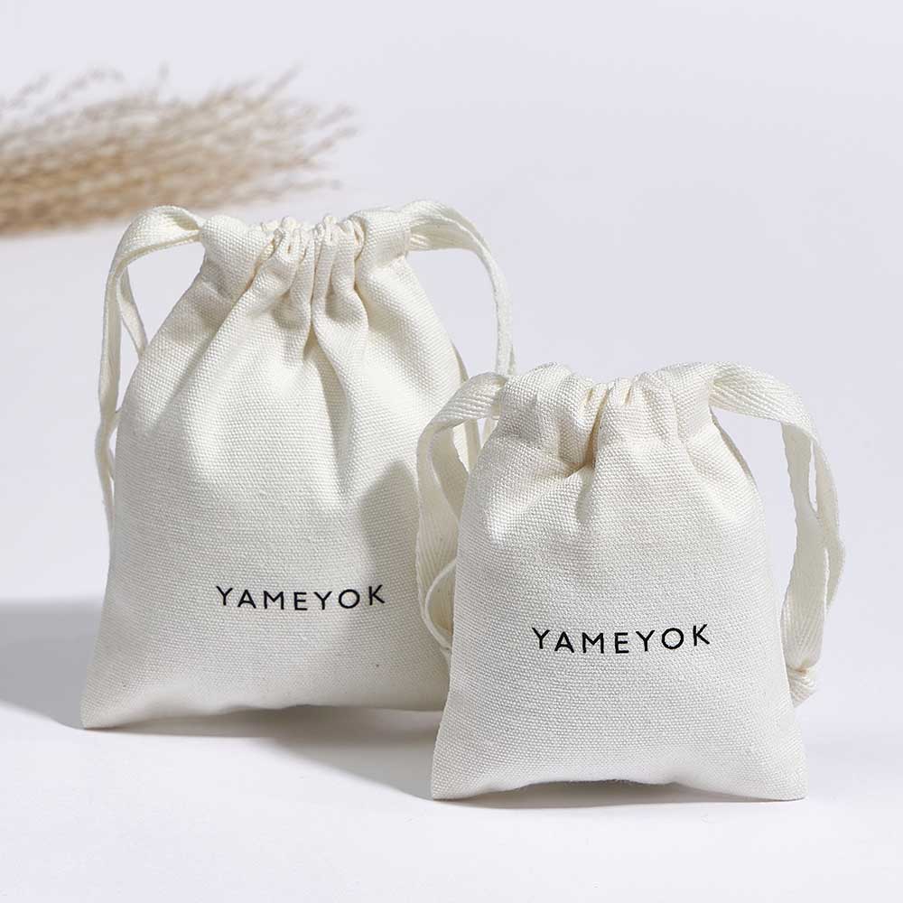 Eco friendly custom logo drawstring cotton jewelry bags packaging