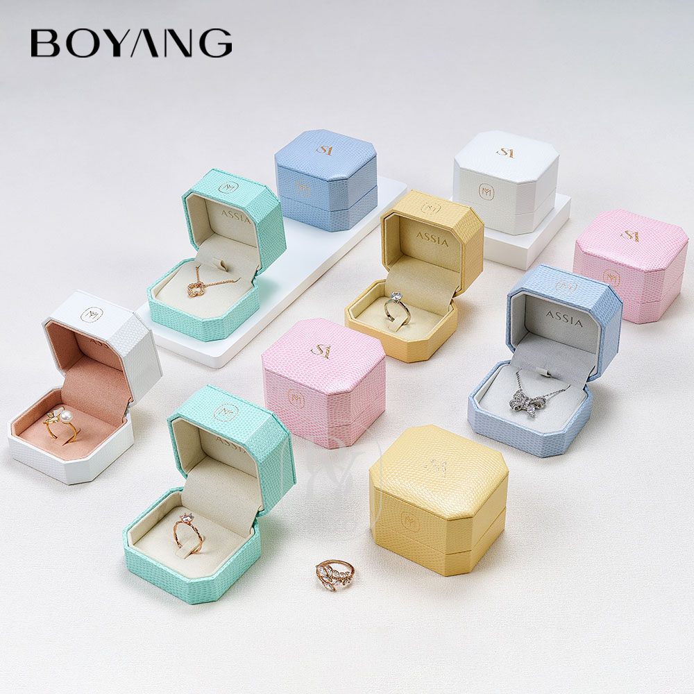 Boyang Custom PU Leather Luxury Earring Necklace Ring jewelry Box