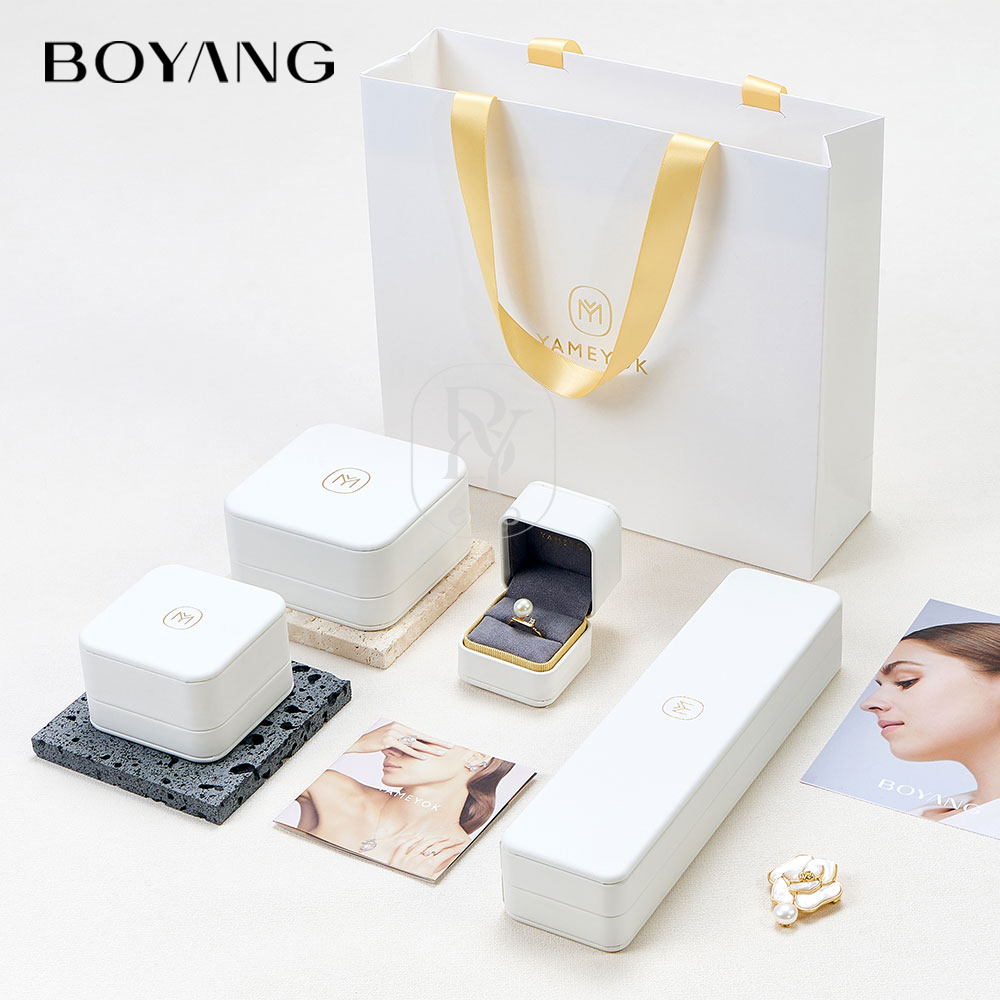 Boyang Custom PU Leather Luxury White Jewelry Box