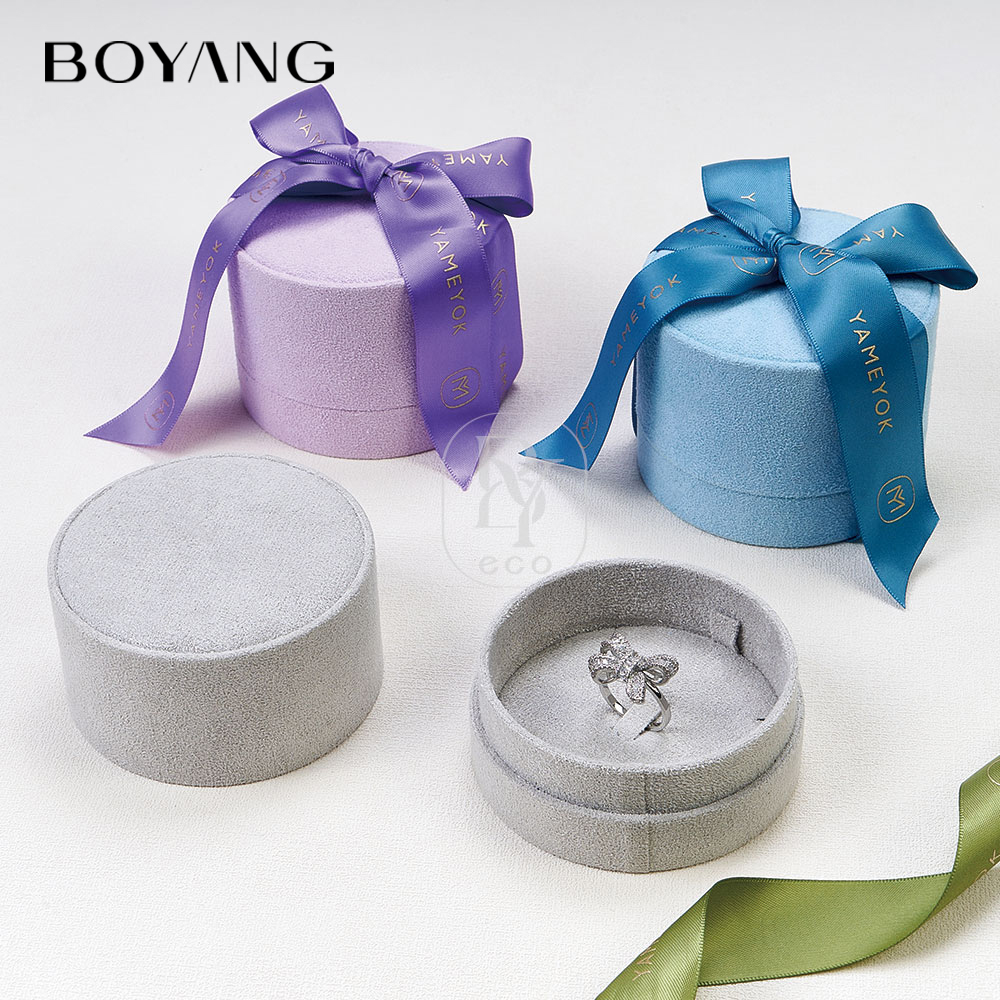 Boyang Custom Luxury Jewelry Gift Packaging Velvet Ring Box
