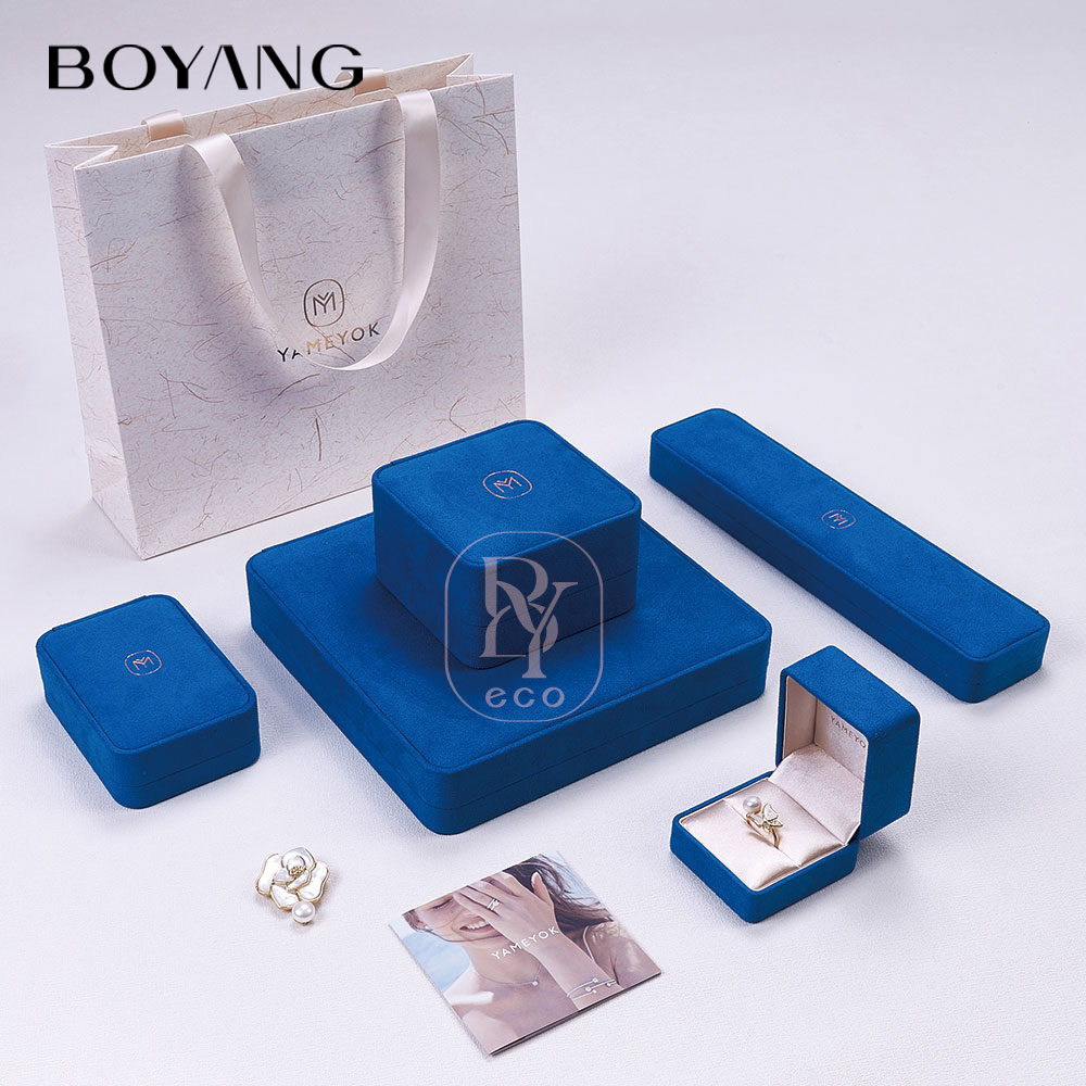 Boyang Custom Luxury Gift Packaging Velvet Jewelry Set Box