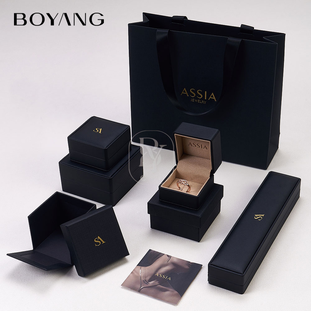 Boyang Custom Luxury Gift Packaging Set Black Jewelry Box