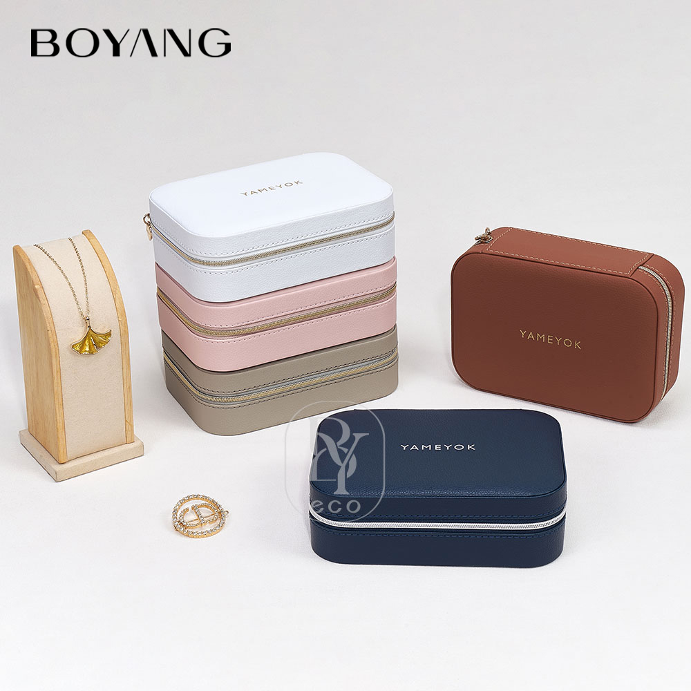 Boyang Custom Necklace Ring Earring Storage Portable Travelling Jewelry Box Organizer