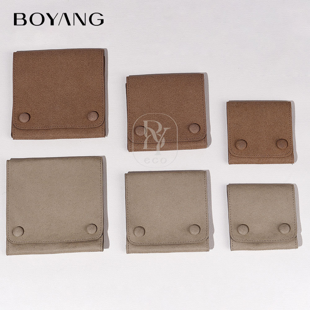 Boyang Custom Logo Printed Luxury Small Envelope Flap Package Jewelry Bag Microfiber Jewelry Pouch