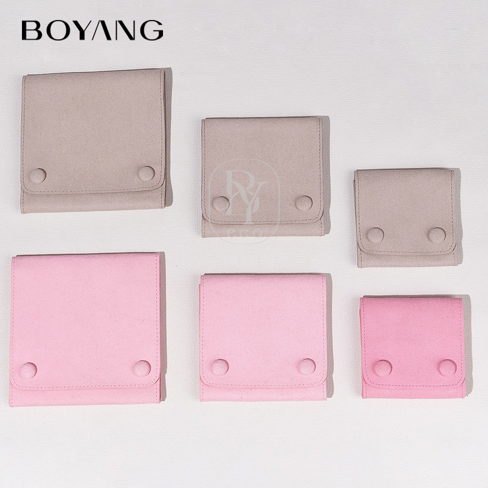 Boyang Custom Logo Printed Luxury Small Envelope Flap Package Jewelry Bag Microfiber Jewelry Pouch
