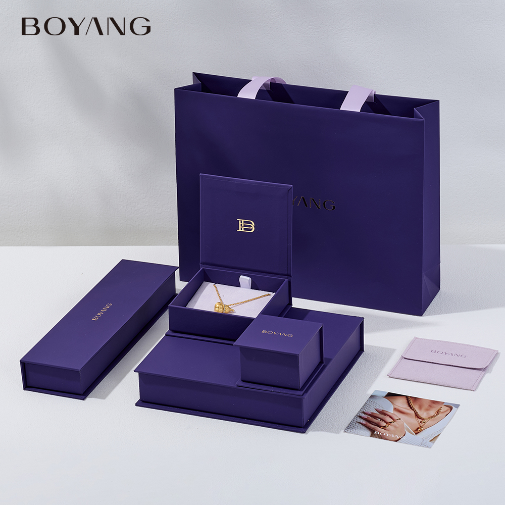 Boyang Custom Purple Paper Jewelry Packaging Box