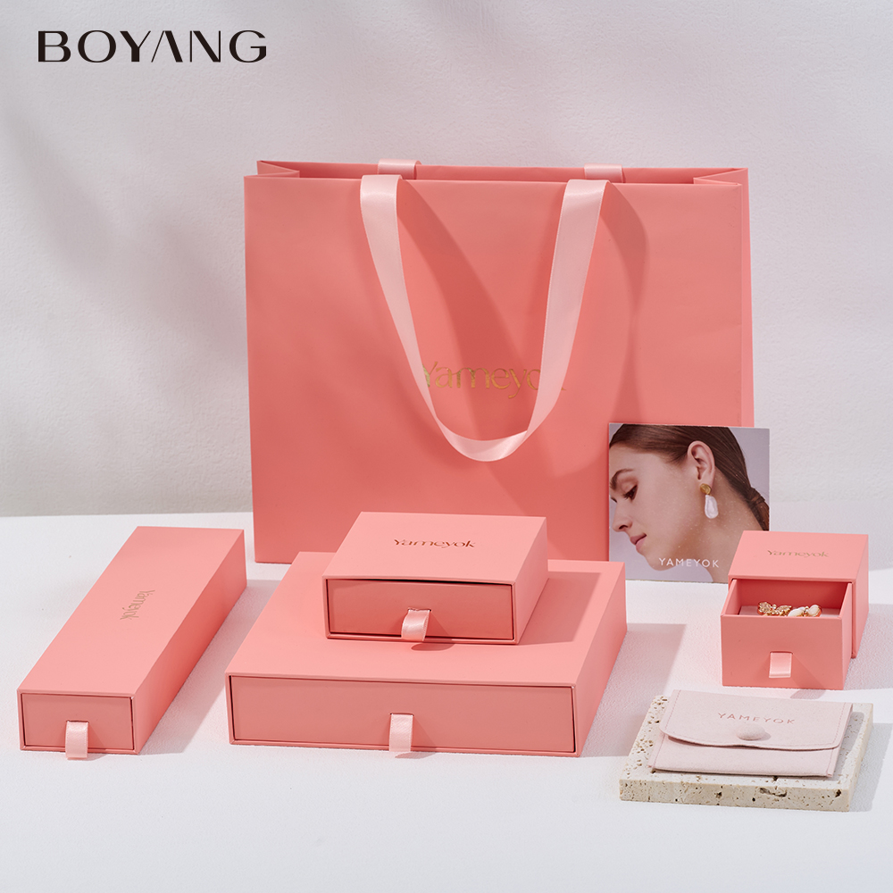 Boyang Custom Pink Drawer Jewelry Box for Women