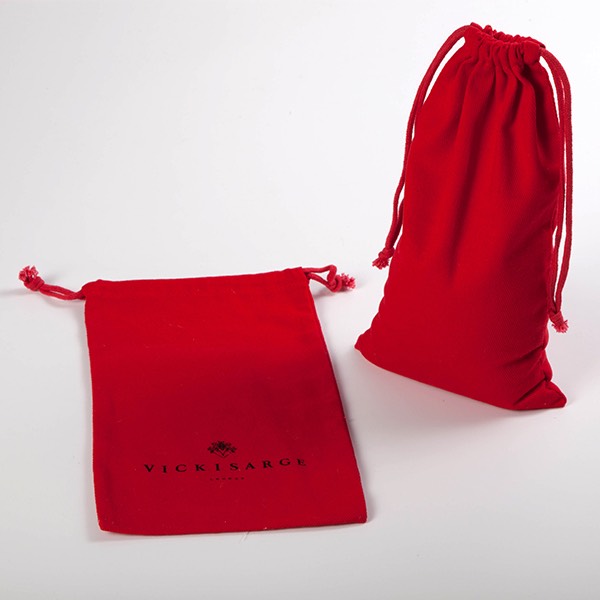 Festival red custom cotton canvas drawstring bag