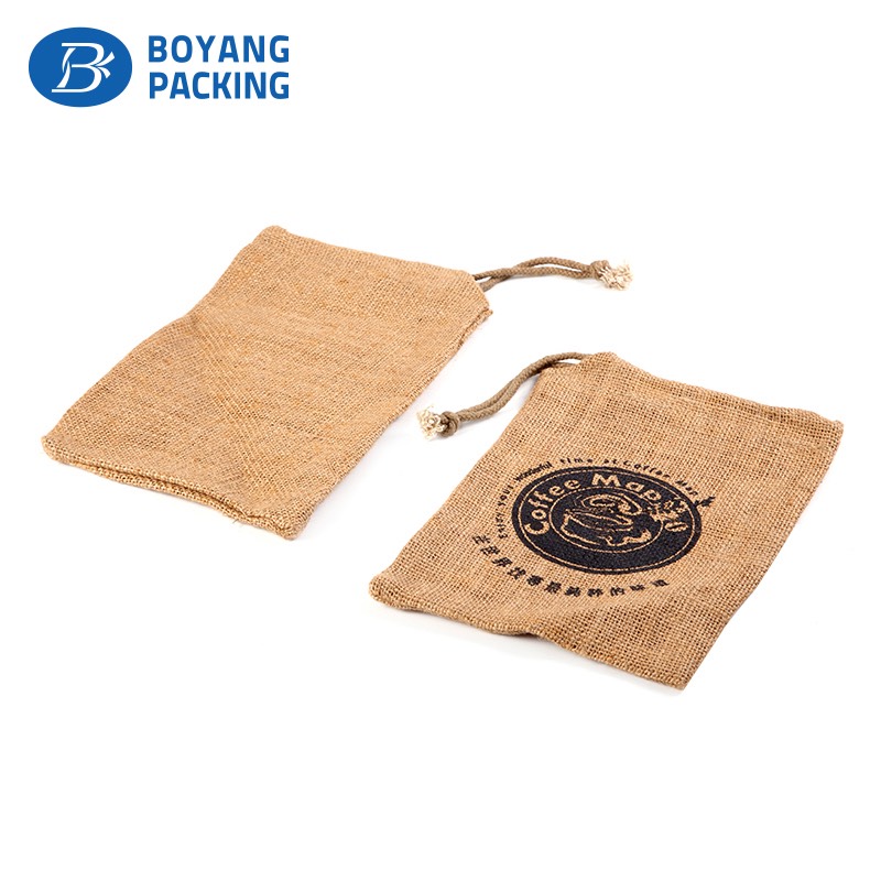 Customized jute drawstring bags for sale