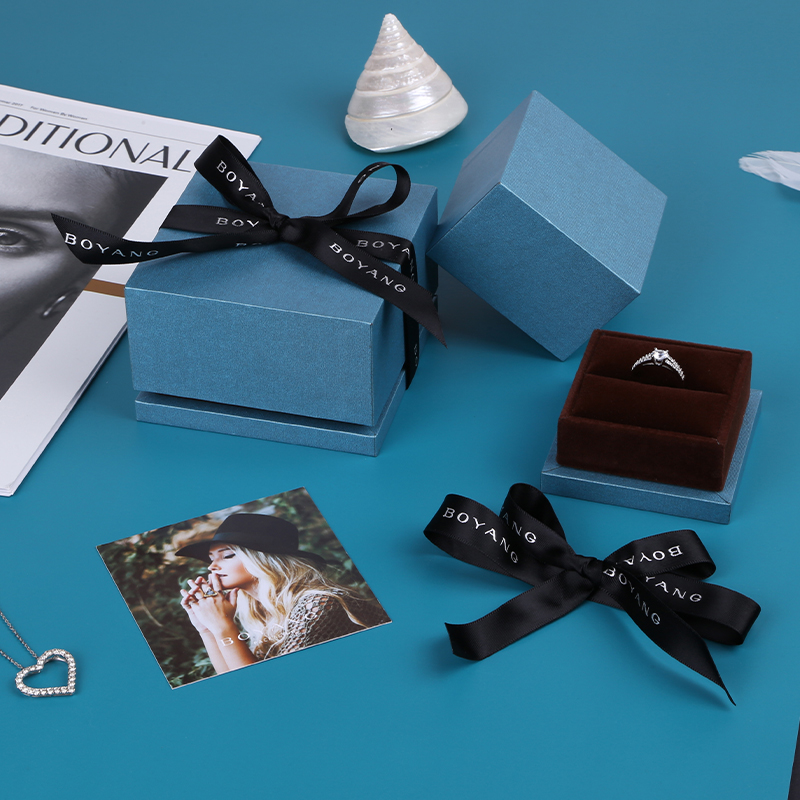 Custom Small logo Luxury Printed Display High End Ring Box Jewelry Storage Packaging Box