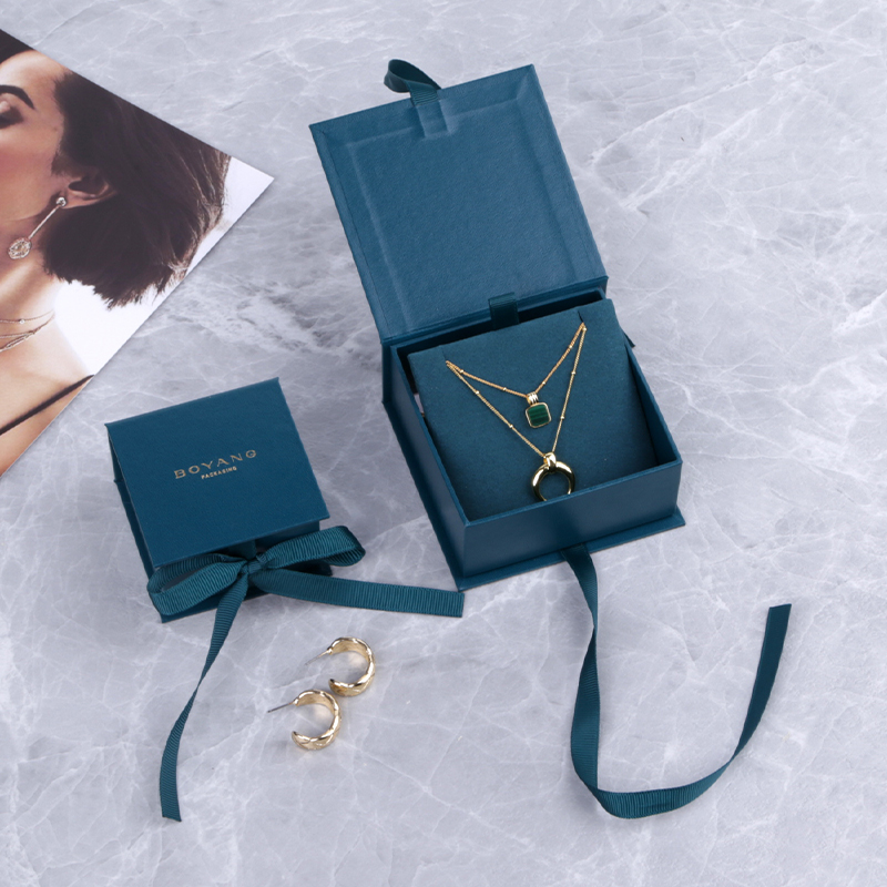 Factory High Quality Custom logo Printed Paper Wedding Necklace Jewelry Box Gift Packaging Ring Box