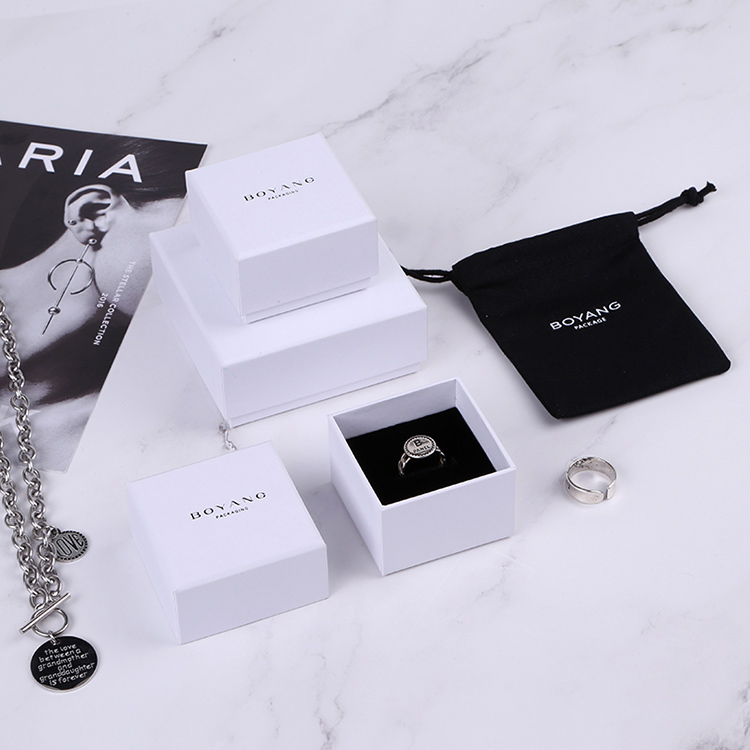 Recyclable eco white rigid paper ring packaging boxes