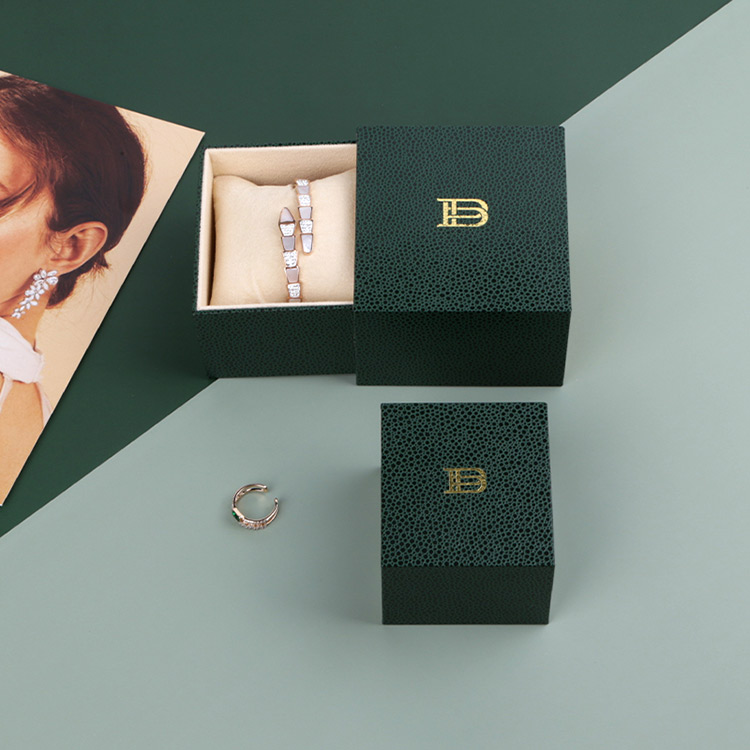 Hot stamping custom logo personalized unique wedding ring drawer box