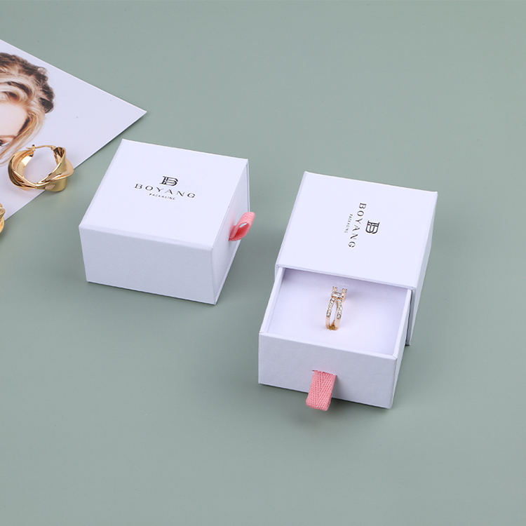 Wholesale white sliding drawer custom fancy engagement ring box