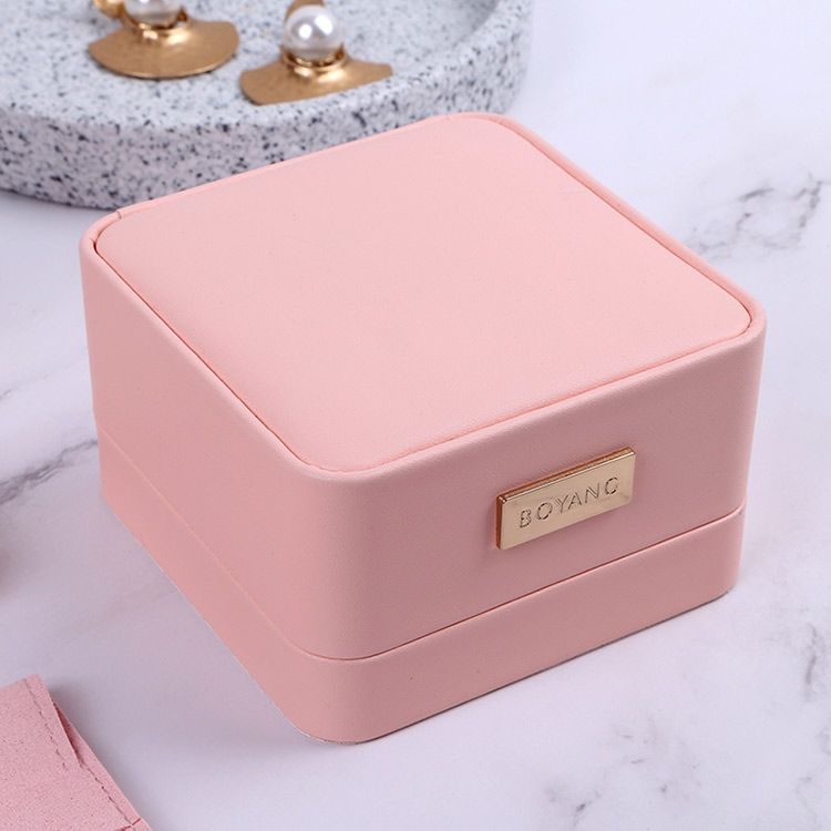 High-End the best leather pink luxury engagement custom small ring box