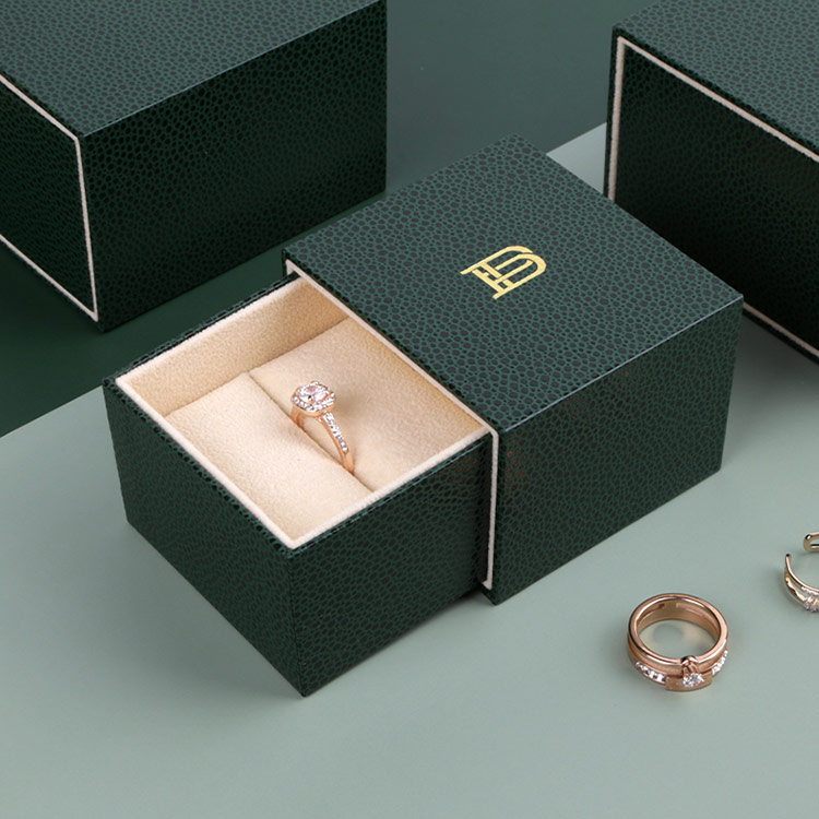 Wedding anniversary unique green slid drawer gift custom unique engagement ring boxes factory