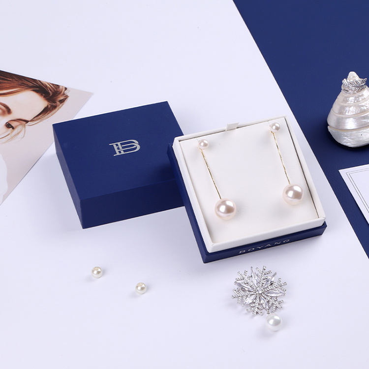 Updated fashion design blue long necklace gift paper box packaging