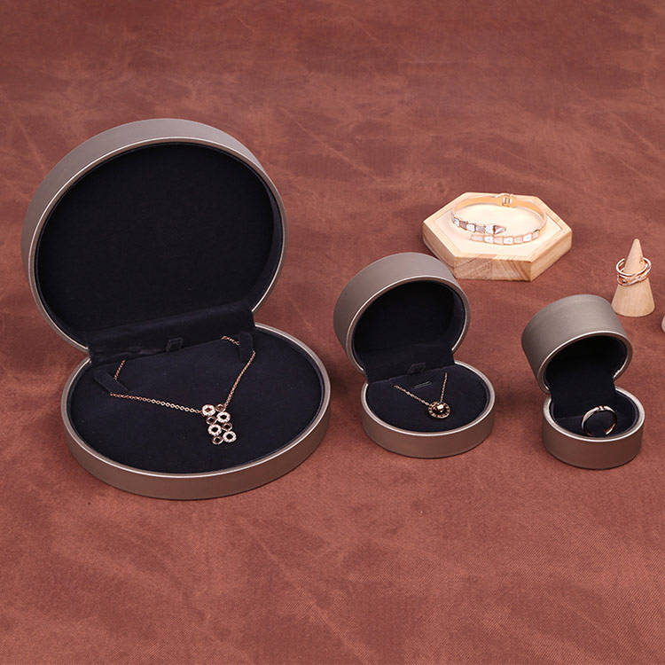 High-End pu leather round custom plastic ring gift box
